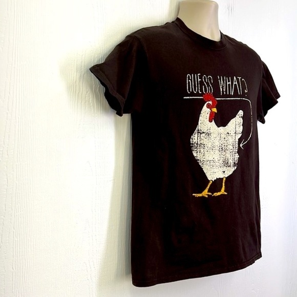 Gildan - What’s Up Chicken Funny Graphic Brown Short Sleeve T Shirt Size Medium - Picture 4 of 8